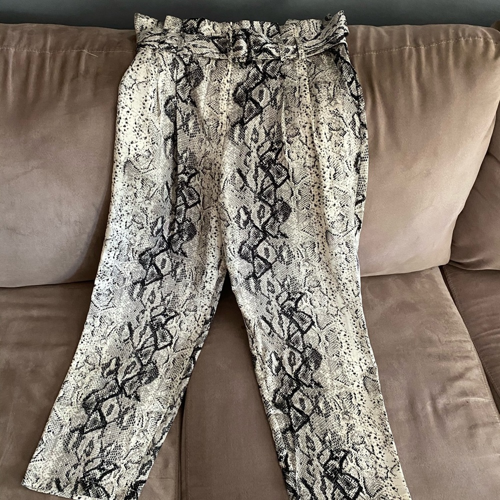 Snake skin patterned polyester pants